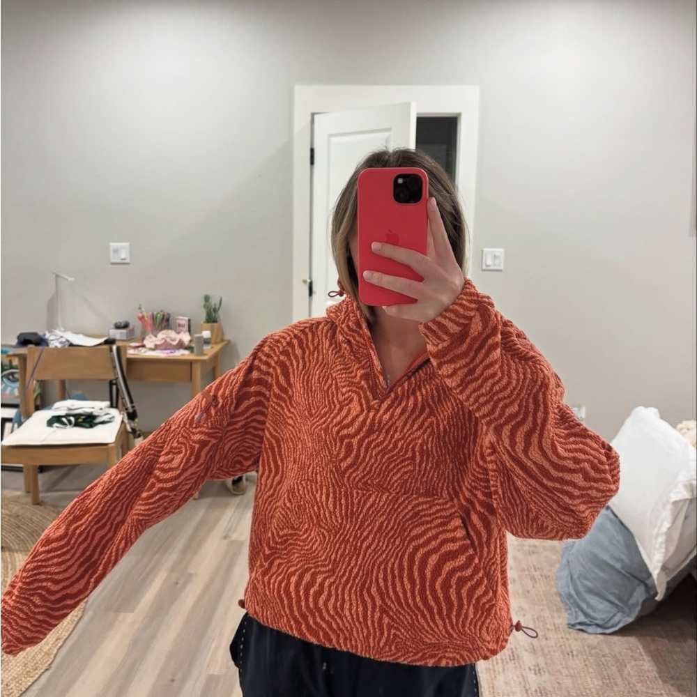 Outdoor Voices Vibrant Orange Patterned Hoodie